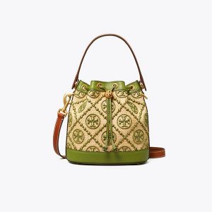 Tory Burch T Monogram 編織水桶包 手提單肩包 斜挎包